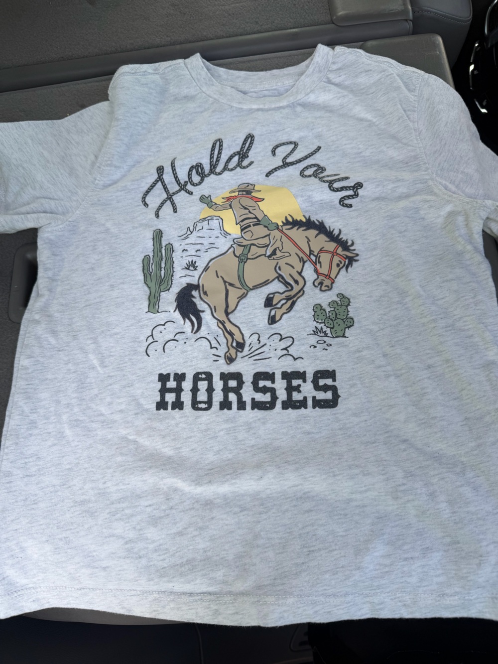 365 Kids Hold Your Horses Graphic Tee - Light Gray size 8